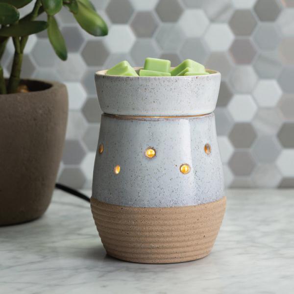 Candle Warmers elektrische Duftlampe - RUSTIC WHITE  creme/braun Keramik